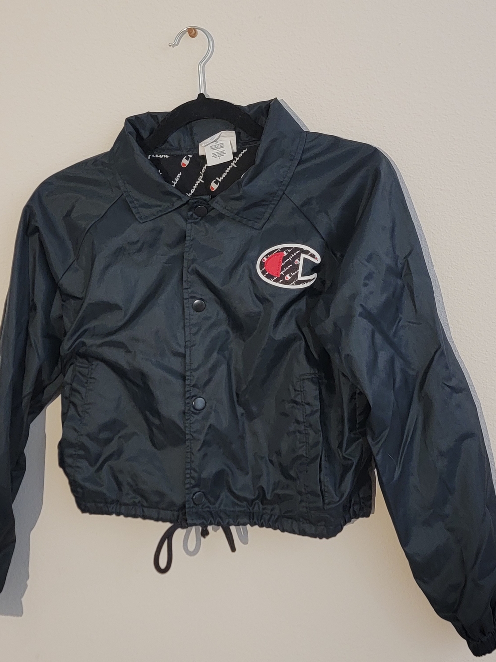Champion Black Jacket with Red and White Logo